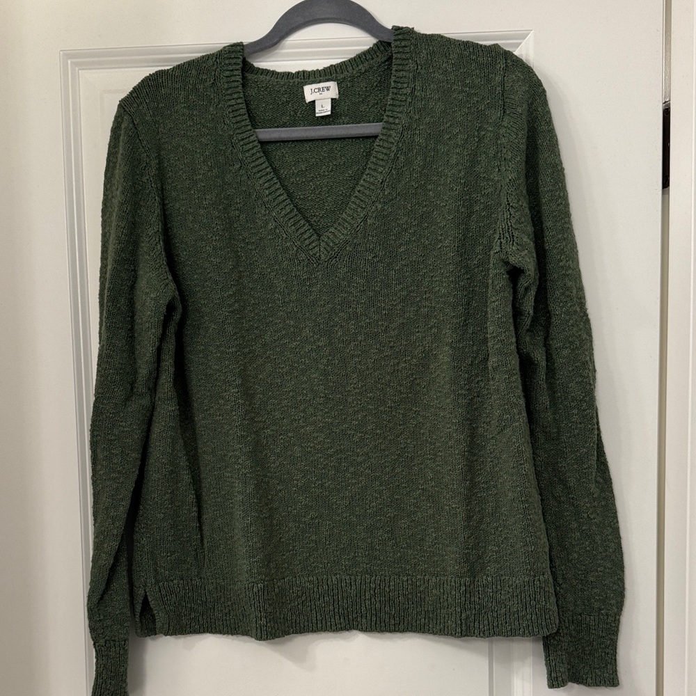 J. Crew Women's Forest Green V-Neck Sweater
